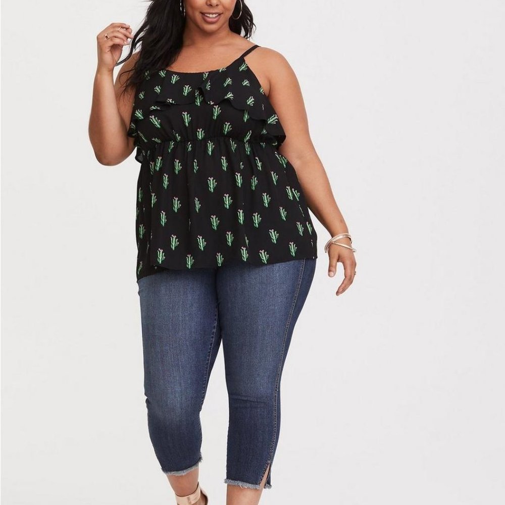 Torrid Black Cactus Chiffon Tank 1